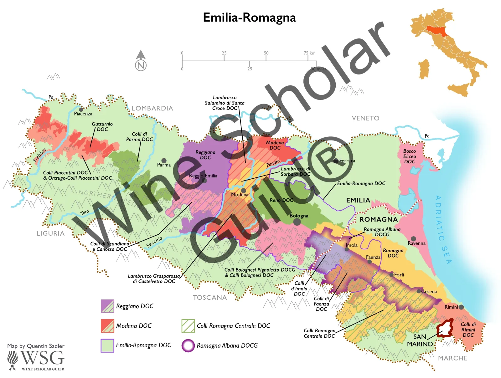 Emilia-Romagna Wine Map by Wine Scholar Guild Emilia-Romagna Wine Map by Wine Scholar Guild