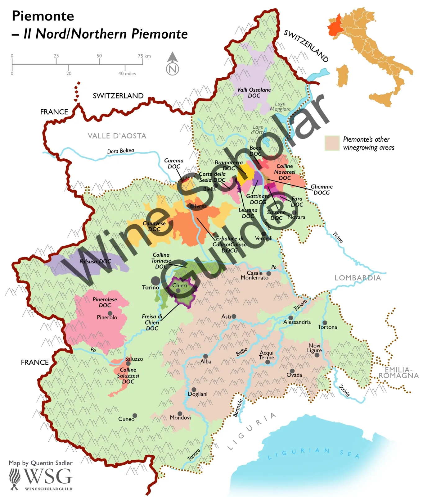 Northern Piemonte Wine Map by Wine Scholar Guild Northern Piemonte Wine Map by Wine Scholar Guild