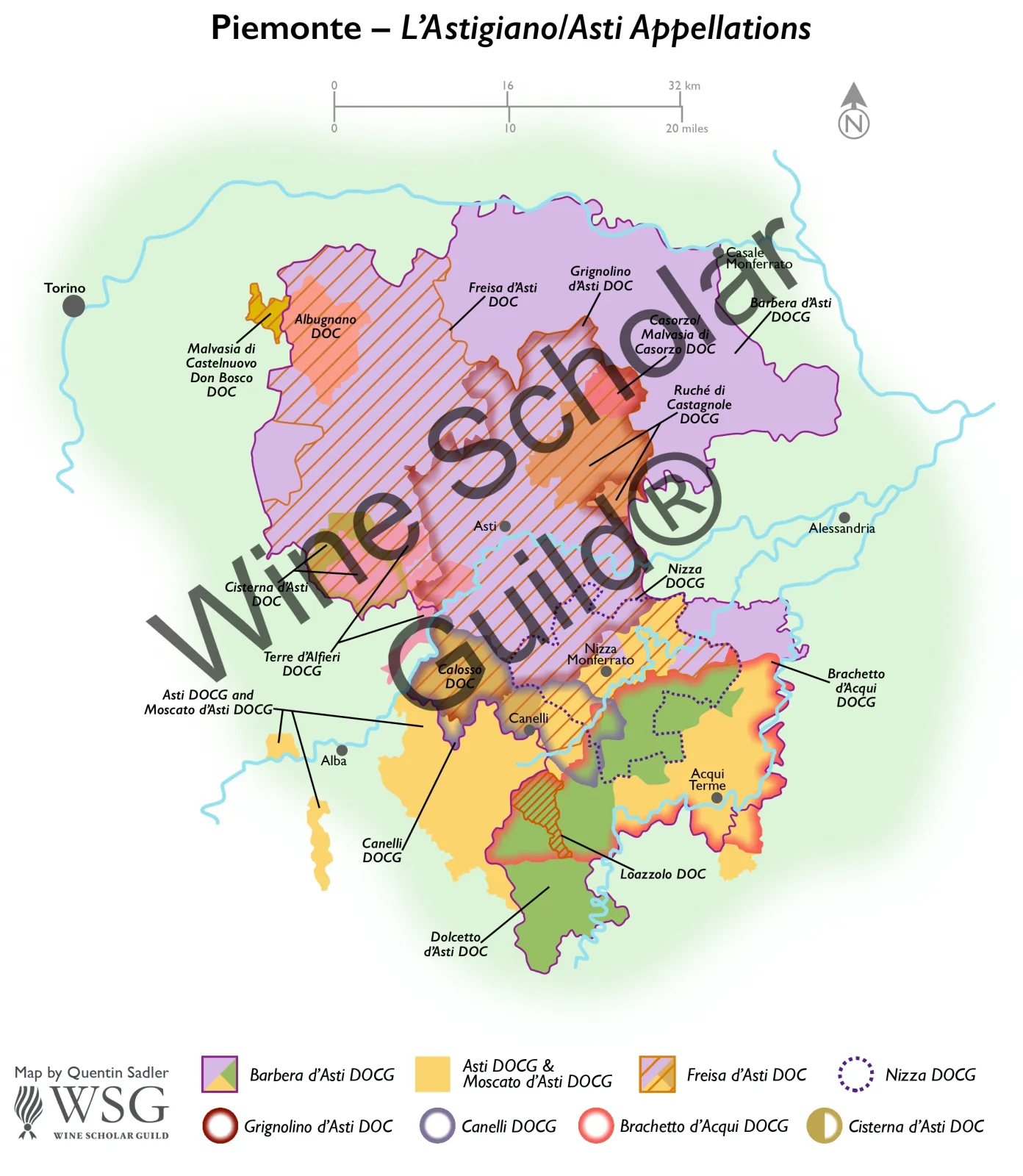 Piemonte Asti Appellations Wine Map by Wine Scholar Guild Piemonte Asti Appellations Wine Map by Wine Scholar Guild