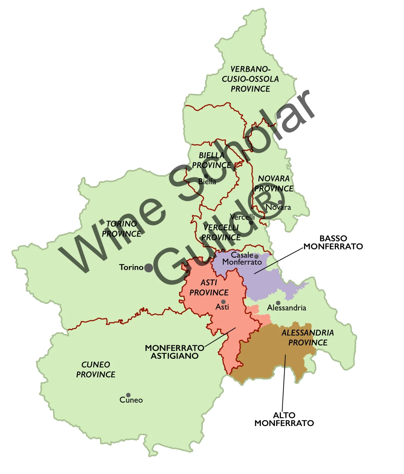 Piemonte Monferrato Districts by Wine Scholar Guild Piemonte Monferrato Districts by Wine Scholar Guild