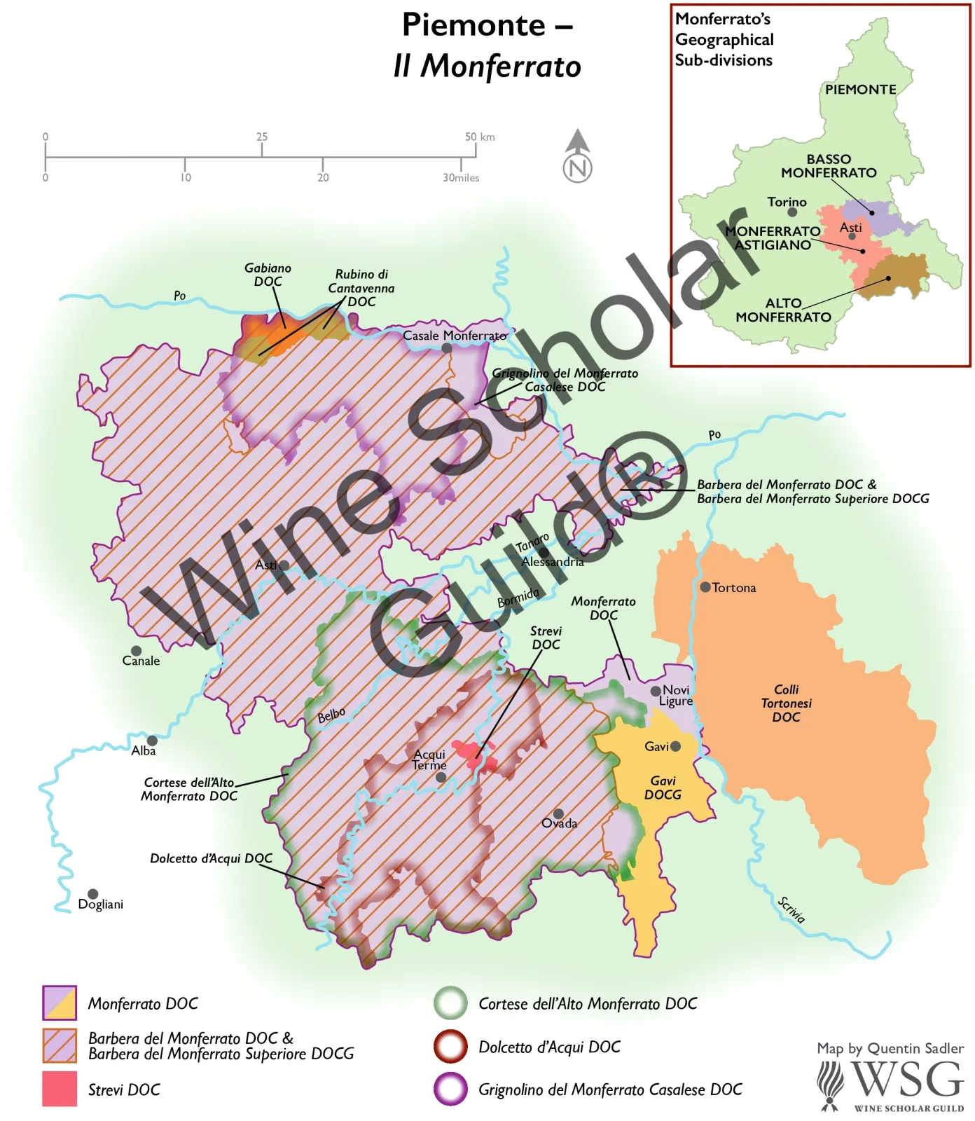 Piemonte Monferrato Wine Map by Wine Scholar Guild Piemonte Monferrato Wine Map by Wine Scholar Guild