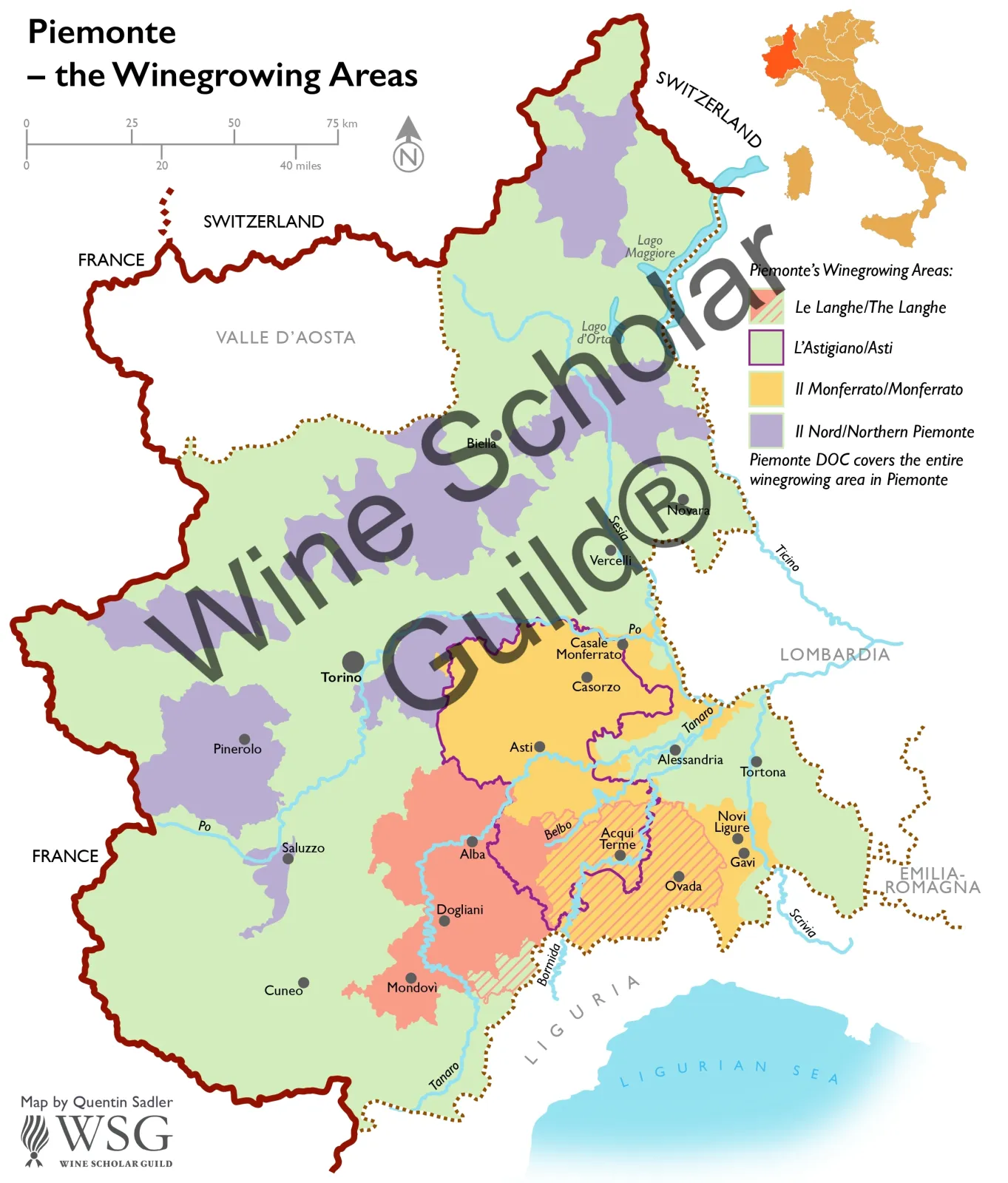 Piemonte Wine Map by Wine Scholar Guild Piemonte Wine Map by Wine Scholar Guild