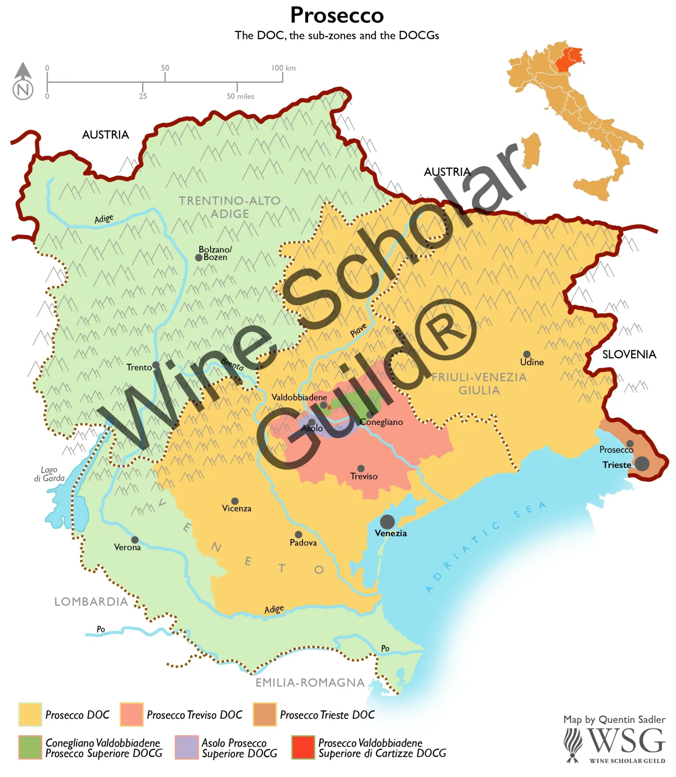 Prosecco Wine Map by Wine Scholar Guild Prosecco Wine Map by Wine Scholar Guild