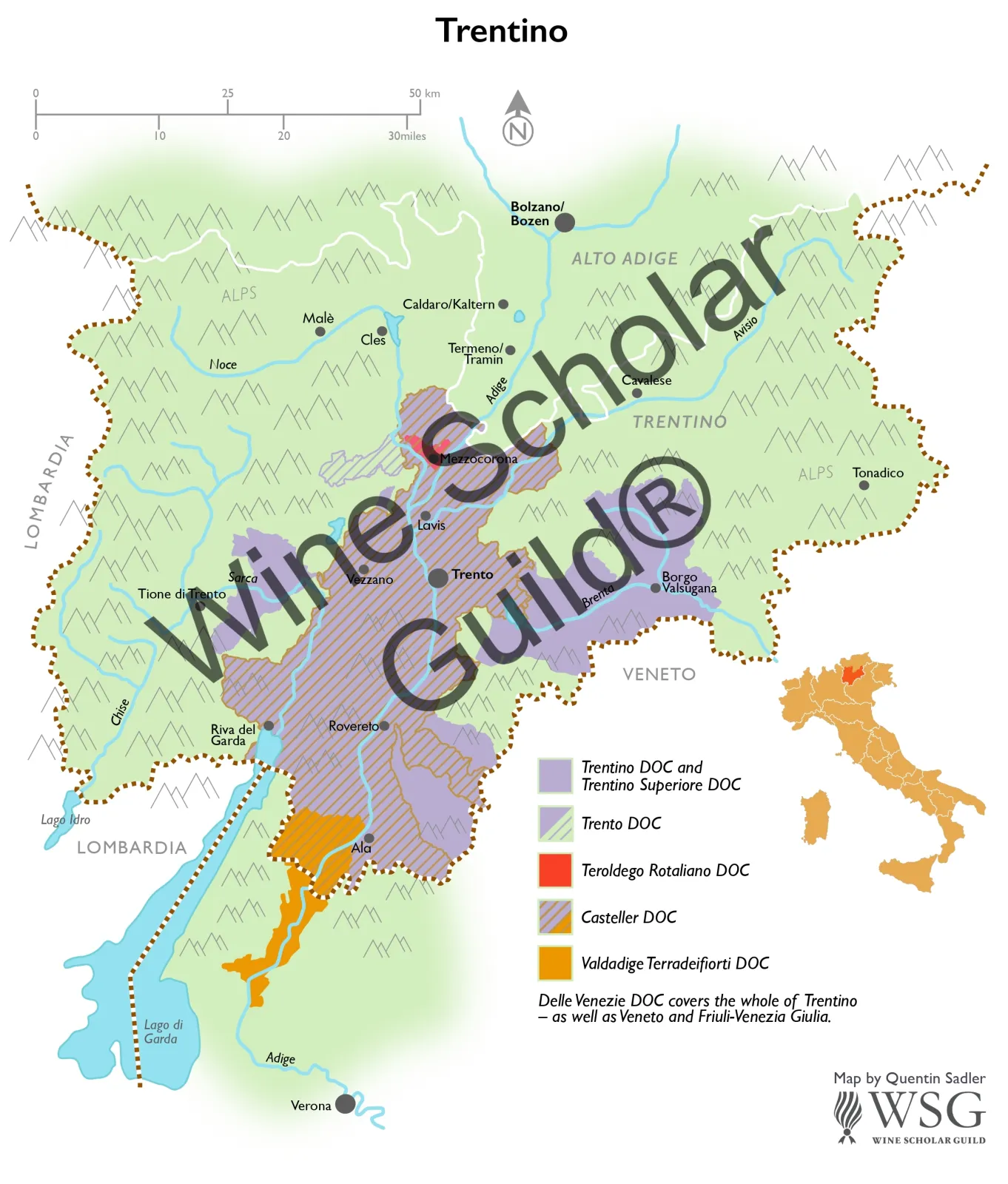 Trentino Wine Map by Wine Scholar Guild Trentino Wine Map by Wine Scholar Guild
