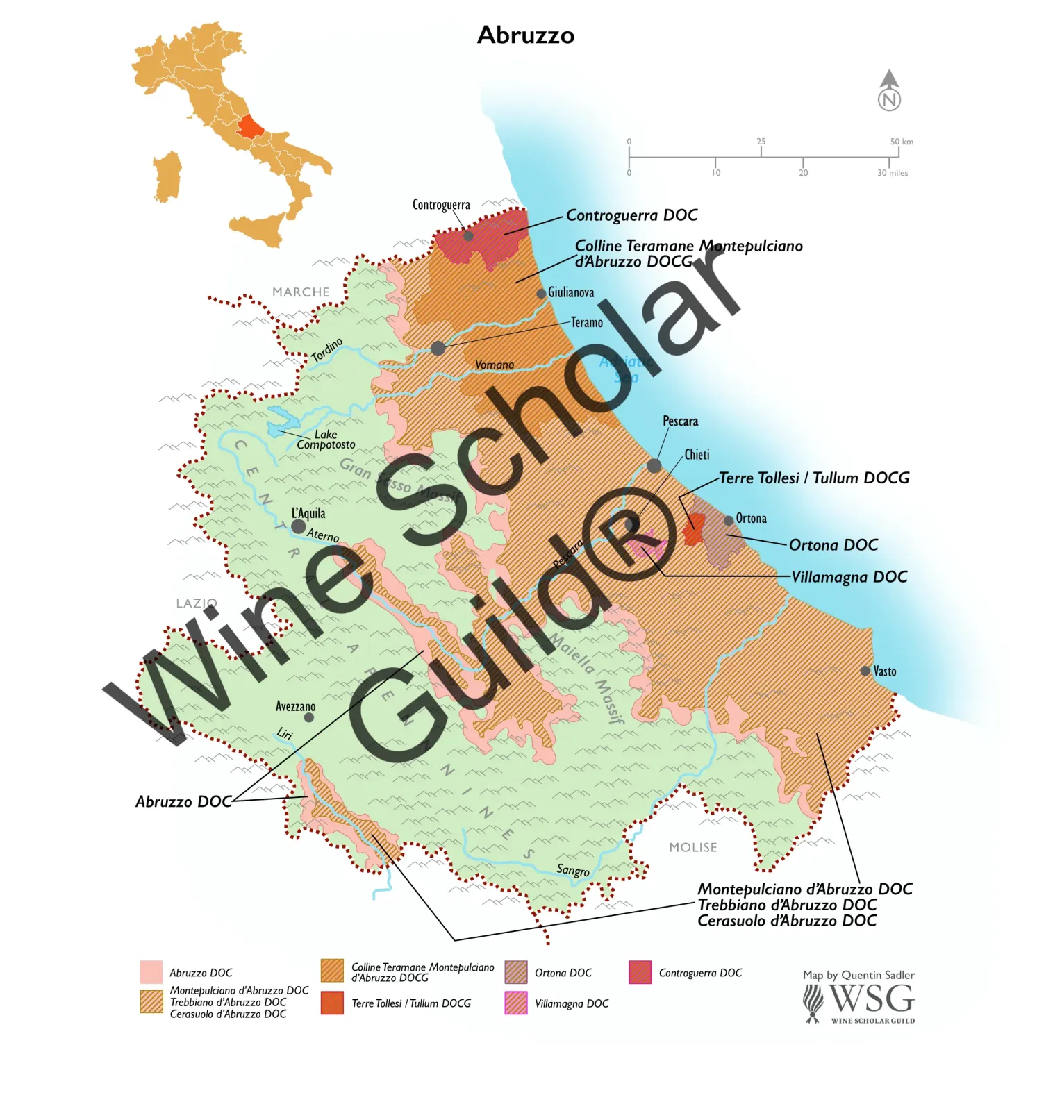 Abruzzo Wine Map by Wine Scholar Guild