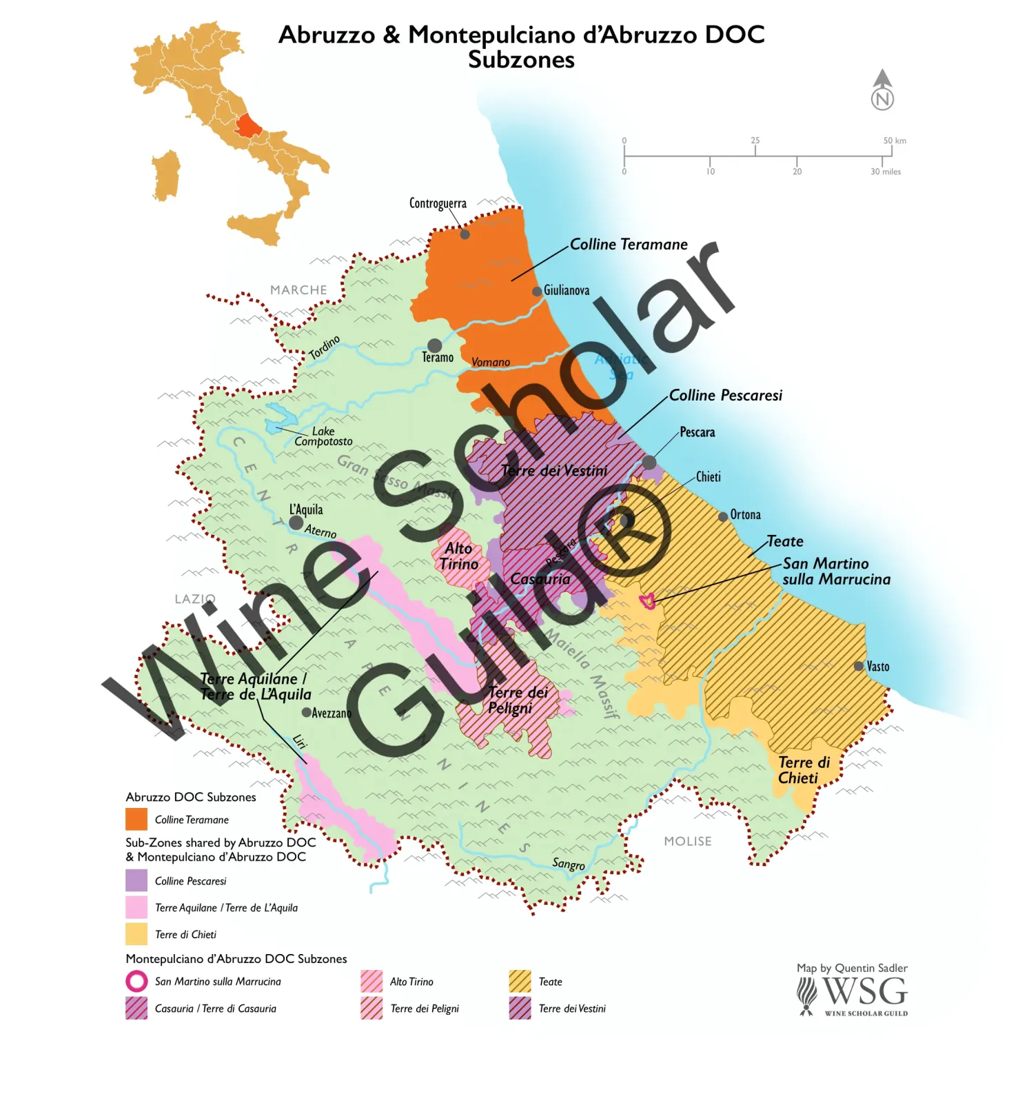 Abruzzo Subzones Wine Map by Wine Scholar Guild Abruzzo Subzones Wine Map by Wine Scholar Guild