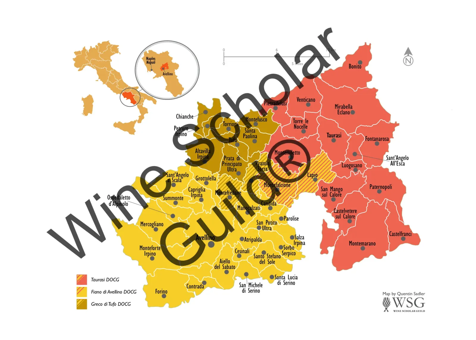 Avellino, Greco & Taurasi Wine Map by Wine Scholar Guild
