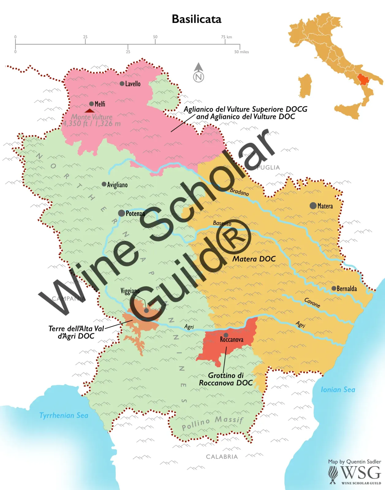 Basilicatta Wine Map by Wine Scholar Guild Basilicatta Wine Map by Wine Scholar Guild
