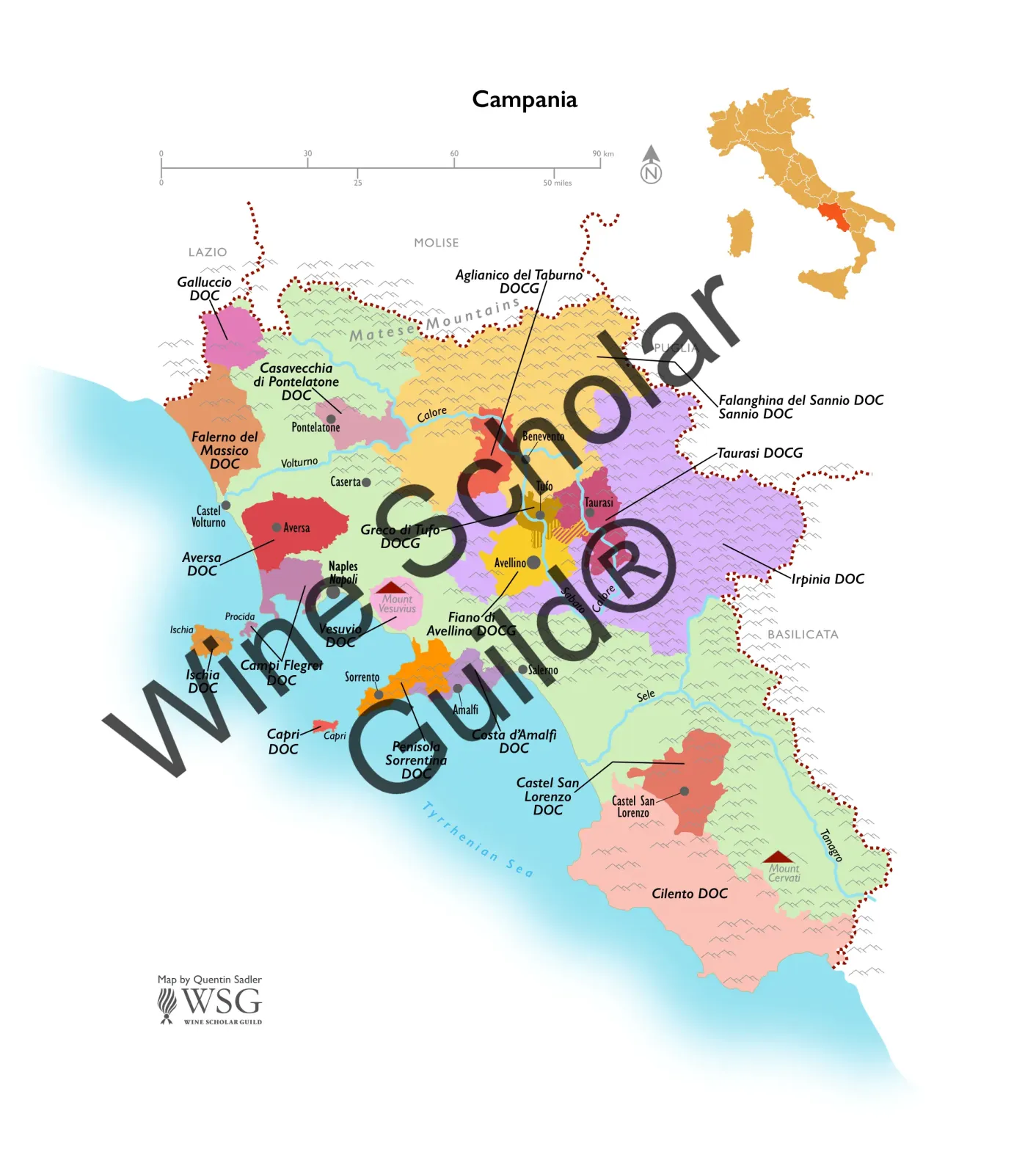 Campania Wine Map by Wine Scholar Guild Campania Wine Map by Wine Scholar Guild