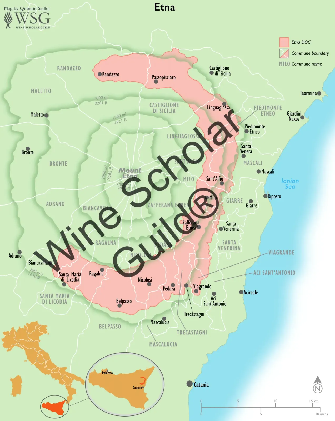 Etna Wine Map by Wine Scholar Guild Etna Wine Map by Wine Scholar Guild