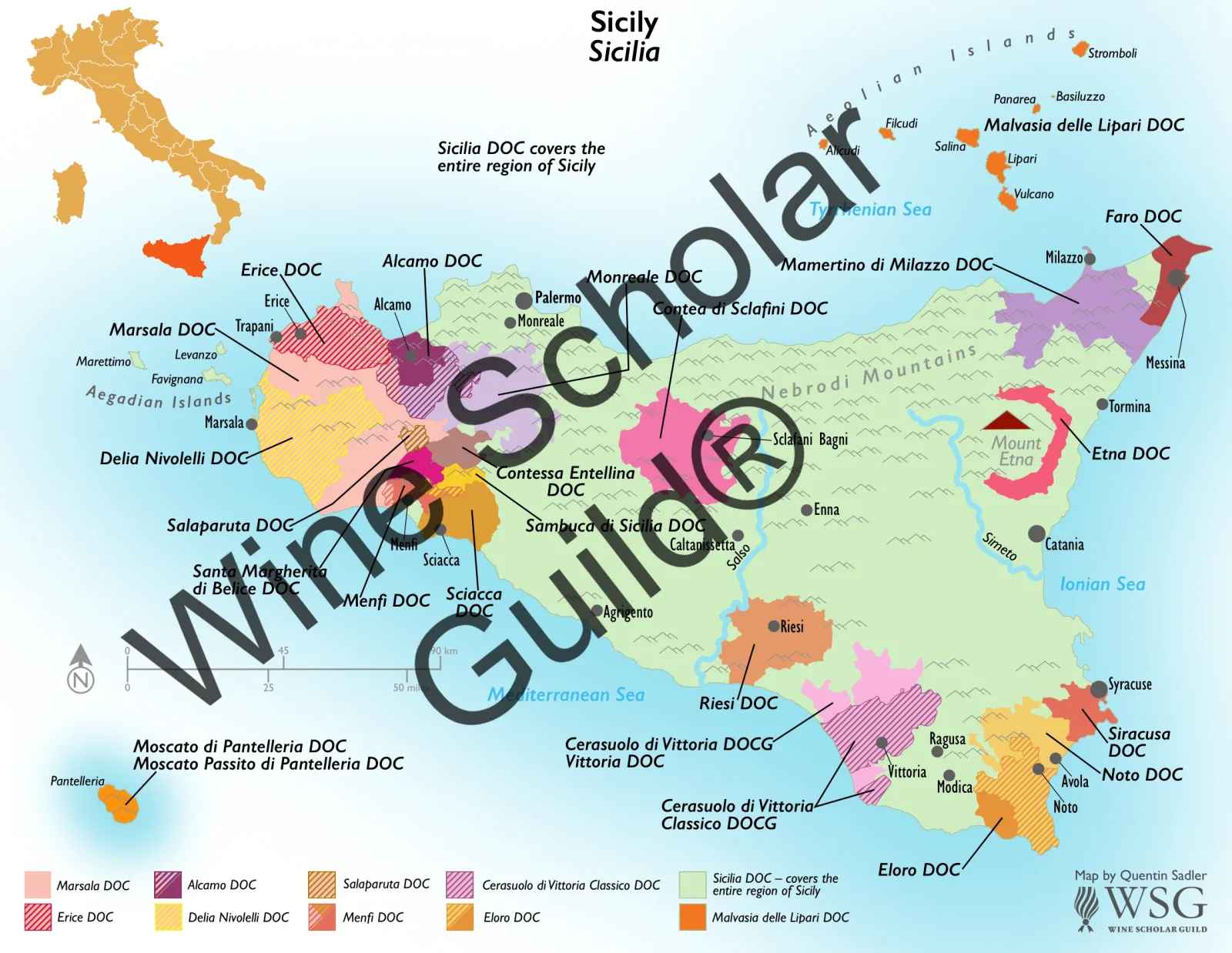 Sicily Wine Map by Wine Scholar Guild Sicily Wine Map by Wine Scholar Guild