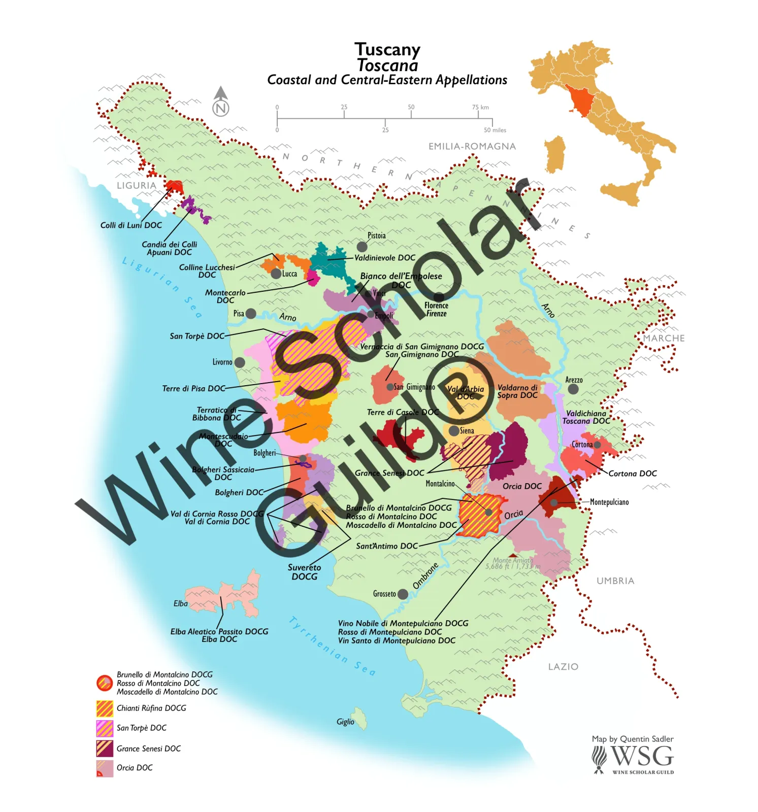 Tuscany-Coastal-Central-Eastern Wine Map by Wine Scholar Guild Tuscany-Coastal-Central-EasternWine Map by Wine Scholar Guild