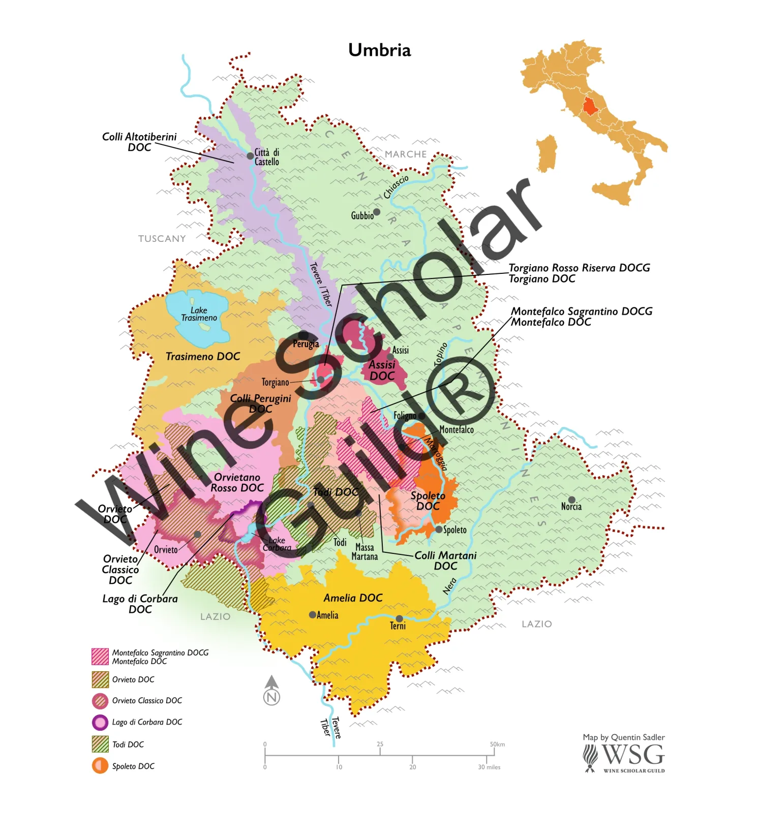 Umbria Wine Map by Wine Scholar Guild Umbria Wine Map by Wine Scholar Guild