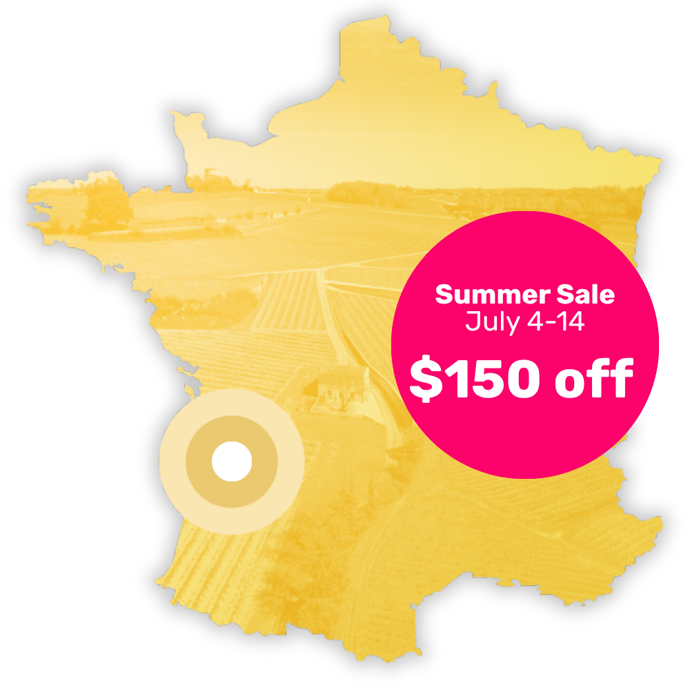 Map of France highlighting the Bordeaux region
