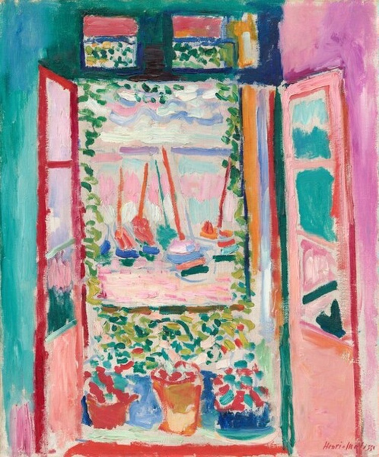 Henri Matisse’s painting Open Window at Collioure, depicting bright Mediterranean colours seen through an open window